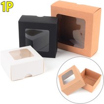 접이식 직사각 투명창 선물박스 3color 3size 쿠키포장 과자포장 떡포장 패션잡화포장, 10개, 대 - 블랙