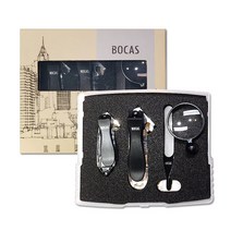 보카스 손톱깍이 4종세트+비타민세럼+클렌징티슈/손톱깍기2개+네일버퍼+확대경, 블랙