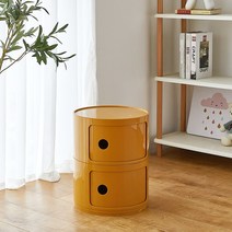 카르텔 수납장 거실 침실 원형 수납장 2단 3단 4단, 황색 이층 + 완조립