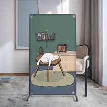 경량칸막이 가벽 파티션 분할 인테리어 철제 패브릭 천 이동식 낮은 원룸 실내 일러스트, 고양이D 120*180