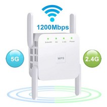 5G 와이파이 리피터 AC1200 부스터 듀얼 밴드 어댑터 5 GHz 신호 1200Mbps 확장기 장거리, 1200Mbps White_미국 플러그
