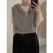 아노락 크롭 후드 조끼 베스트 베스트 세미크롭 니트조끼 예쁜 멀티포켓 캐주얼 가을 이쁜곳