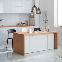 리즈하임 아인스 높이900 아일랜드 홈바 식탁 수납 테이블 국내제작 아일랜드식탁, 2200오픈형 상판측판 멀바우 / 하부장 화이트