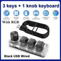 매크로키보드 미니 키 노브 맞춤형 게임용 프로그래, 없음, 없음, 스페인 +Black 3 Keys 1 Knob