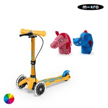 마이크로킥보드_미니 핸드 디럭스 LED + 인형 세트, 공룡, 블루