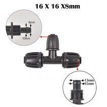 나사 가공기 파이프 호스 압착기 배관 16mm 1/2 ''PE 파이프 커넥터 스플리터 티 커플링 나사산 잠, 07 G_02 3Pcs