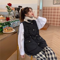 램스울 패딩 여성 가을겨울 두꺼운 보온 나시 코트 뉴타임즈 N216V769