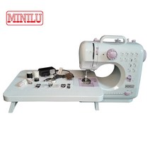 가정용 미니 미싱 재봉틀 오바로크 박음질 옷수선 준공업 minilu 국내 505l 뜨개질 전기 휴대용 프리 암 110-240volt dc 파워 풋 페달, 노루발 추가