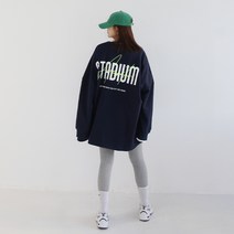 애플망고옷장 기모겨울 빅사이즈 오버핏 긴팔 STADIUM 박스 롱티셔츠
