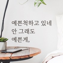 모노먼트 예쁜 감성 글씨체 레터링 스티커 - 예쁜척하고 있네 LM-003, 검정