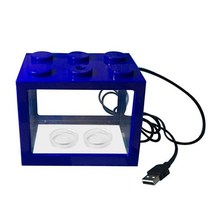 구피 악세사리 금붕어 부화통 led 램프 빛 홈 오피스 데스크탑 장식 usb 미니 수족관 물고기 탱크, 푸른
