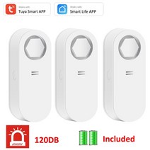 누수탐지기 수도 배수 감지기 검출기 tuya work alone wifi floor water leak 감지 드립 누수 센서 flood 120db sound alert app, 3개