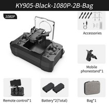 미니 드론 4K KY905 프로페셔널 카메라 와이파이 FPV 접이식 쿼드콥터 원키 리턴 360 롤링 RC 헬리콥터 키즈 완구, CHINA, Black 1080P 2B