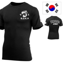 맹호 쿨론 로카 검정 반팔 티셔츠 군인 여름 용품 군대 군용 쿨 티