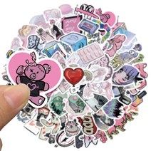 다꾸 꾸미기 마스킹1060pcs y2k kawaii domi girls 고딕 핑크 스티커 귀여운 애니메이션 미적 데칼 전화 가방 노트북 편지지 자동차 장난감 스티커, 10개