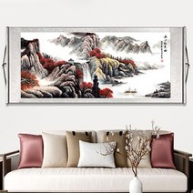 수묵화 동양화 화 어 서예 및 그림/풍경/거실 그림/풍수 풍경 스크롤 장식 그림, [01] 100cm 50cm, [09] 9