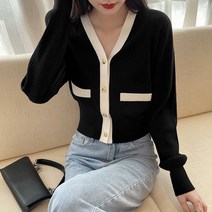 FANSYLI 여자 니트 카디건 가을 스웨터 코트 여자 상의 9F