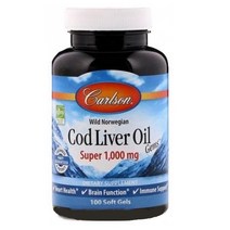 Carlson Labs 칼슨 랩스 야생 노르웨이 코드리버 오일 대구간유 소프트 겔 1000mg 100정 Softgels)