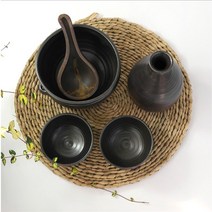 막사발 막걸리병 막걸리잔 세트 동동주 전통주 감성 나만의 인생 한병 술잔 도자기 옹기, 술병세트