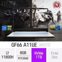 MSI 게이밍 노트북 GF시리즈 Sword GF66 A11UE_화이트 **블랙색상으로 대체출고됩니다.** + 무선마우스&마우스패드 증정, 8GB, FREEDOS, 1TB