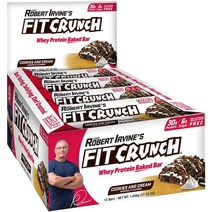 FITCRUNCH Whey Protein Bars Cookies and Cream 핏크런치 웨이 단백질 바 쿠키 앤 크림 88g 12개, 1개