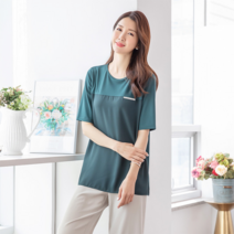 [마담그레이스] T52905 큐빅 쉬폰배색 블라우스티