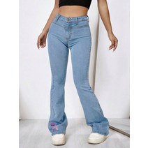 l2023신상l SHEIN EZwear 꽃 자수 나팔 청바지 201215