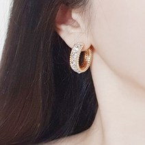 [쥬아나윤] 스와로브스키 크리스탈 은침 반 링 귀걸이