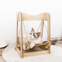 Garrl 고양이 해먹 침대 고양이 그네 원목색 블루 핑크