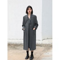 트렌치코트 여성 코트 더블 두꺼운 롱 트렌치 여성용 맞춤형 윈드 브레이커 겉옷 톱 오피스