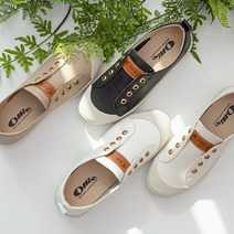 슈즈앤클럽 끈없는 화이트 단화 캐주얼 밴딩 스니커즈 슬립온 3cm