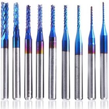 sainsmart genmitsu 엔드밀 나노 입자 코팅 초경합금 라우터 비트 밀링 가공 cnc 밀링 머신용 0.83mm 칼날 직경 3.175mm축(1834 생크) 10개들이, 0.8-3mm