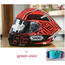 바이크 헬멧 오토바이 스쿠터 반모 풀 오픈 SHOEI X 14 페이스 R1 60 주년 기념 쇼에이, 32.green visor - M