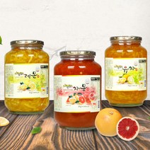 아름담은 수제 꿀 과일청 5가지 맛 [ 유자 생강 레몬 자몽 한라봉 ] 2kg 벌크형 차 청 세트, 1병(자몽맛), 1개