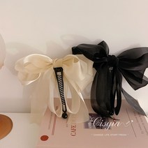ANYOU 리본 바나나핀 쉬폰 스판 꽃핀 2개