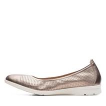 Clarks 여성용 Airabell 미드 발레 플랫 블랙 가죽 12202551, 10, Metallic Leather, Metallic Leather