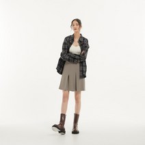 랩 오버핏 체크 셔츠 블라우스