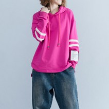 에블 대박걸 소매 두줄 라인 포인트 여자 캐주얼 긴팔 후드 티셔츠 2color