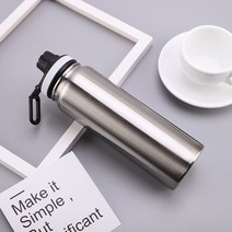 진공탈포기 수동 실리콘 탈포기 교반 UPORS 스테인레스 스틸 스포츠 물병 600ml/800ml 대용량 이중벽 진공, 04 Silver_03 1000ml