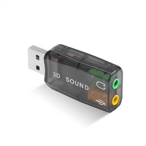 Kebidumei 5.1 가상 외부 USB 사운드 카드 오디오 어댑터 3D 3.5mm 마이크 스피커 헤드폰 인터페이스 노트북 pc용, 검은색