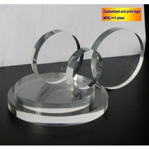 아크릴 진열장 계단 투명 아크릴장 피규어 장식장 맞춤형 사각형 시트 블록 작은 인형 홀더 화장품 주최자 쥬얼리 디스플레이 스탠드 패드 스탬핑 보석 케이스, 두께 8mm, 블랙 지름 10cm