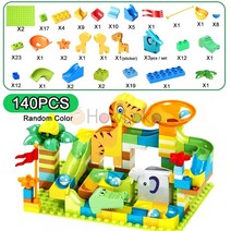 큰크기 대리석 레이스 런 블록 미로 볼 트랙 빌딩 플라스틱 깔때기 슬라이드 조립 DIY 벽돌 어린이 선물, 06 Animal 140Pcs