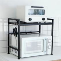 라라밤 전자레인지 선반 너비조절형, 블랙