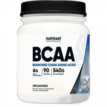 Nutricost BCAA 파우더 2:1:1 (무향) 90회 분량 - 분지 사슬 아미노산, Unflavored, 90 Serv