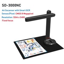 문제집스캔 책스캔 PDF NETUM 자동 초점 문서 스캐너 스마트 OCR LED 테이블 책상 램프 가족 가정 사무실용 최대 A, 3.SD3000NC