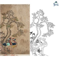 봉황도 4 민화 도안 본그림 민화그리기 본 공모전 취미 원데이클래스 컬러링 수업자료 민화본, 고급 닥순지, 중형