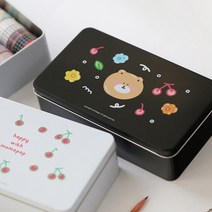바보사랑 모모팝 러블리베어 블랙 틴케이스 소품 정리 수납함.모모팝