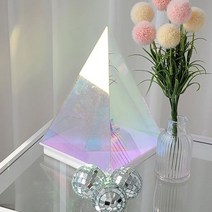 무선충전 오로라 프리즘 LED 무드등 스탠드, 삼각