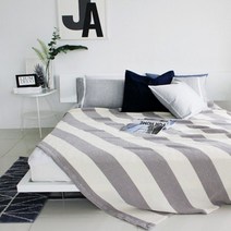 바보사랑 모달와플스트라이프여름이불.리움데코, 그레이|그레이자루베개2ea(+70000)