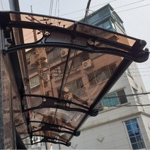캐노픽스 800 X 2400 테라스썬룸 조립식파고라 이동식 황토방 테라스 접이식어닝 비막이, 브라운 렉산 회색 브라켓 실버 바